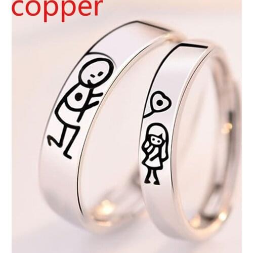 Couple Jewelry 2021 New Design 2-piece Set of Heart-shaped Letters for Men and Women Love Wedding Engagement Matching Rings