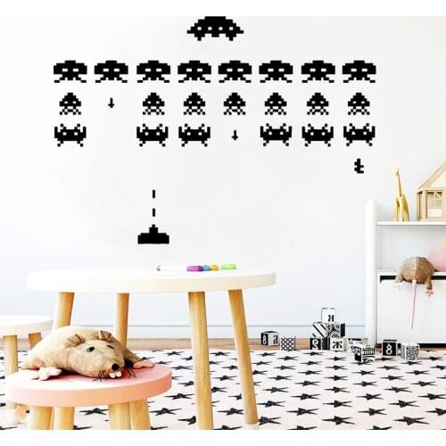 Pixel Space Plane Game Gamer Wall Sticker Vinyl Home Decor for Boys Teens Room Bedroom Nursery Wall Decals Removable Mural A868