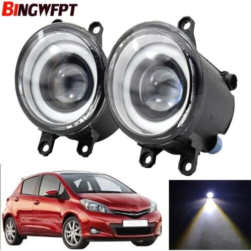 Angel Eye Fog Light Assembly For Toyota Yaris 2006-2014 Car H11 Front Bumper Fog Light With Halo Ring Daytime Running Lamp 12V