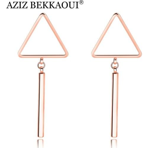 AZIZ BEKKAOUI Simple Square Triangle Geometric Drop Earring Women Party Dangle Stainless Steel Ear Jewelry Fashion Accessories