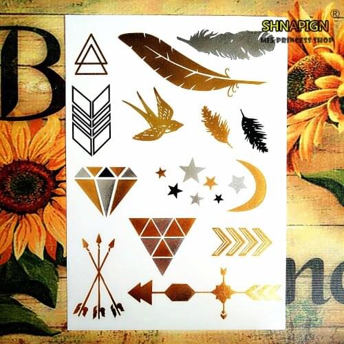 SHNAPIGN 24 style Temporary Tattoo Body Art, Indian Golden Style Designs, Flash Tattoo Sticker Keep 3-5 days Waterproof 21*15cm