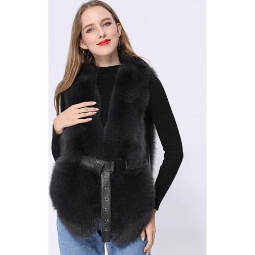 Fox Fur Coat 100% Natural New Style Women Jacket Winter High Quality Real Fur Vest Fashion Silm Outwear Free Shipping