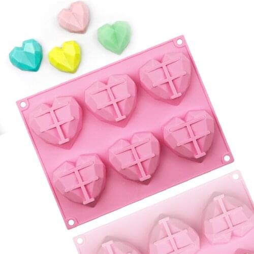 Silicone Baking Mold Love DIY Handmade Soap Ice Cube Mold 3D 6 Hole Valentines Day Cake Chocolate Mold