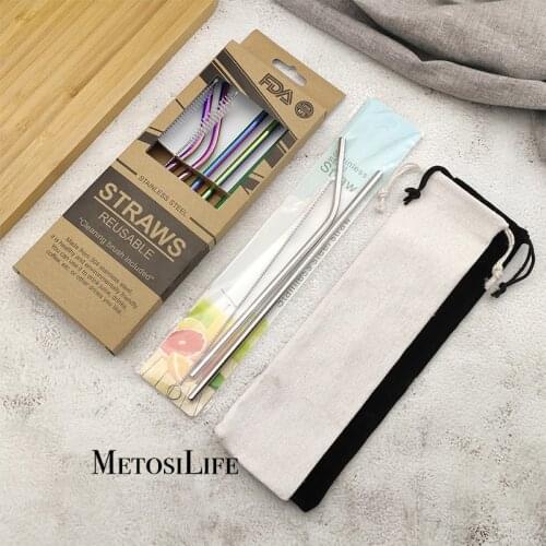 304 Stainless Steel Food Safe Straws Metal Straws Eco Friendly Reusable Drinking Straws With Cleaning Brush With Case