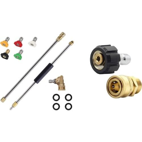 1 Set Pressure Washer Extension Spray Wand with Spray Nozzle & 1 Set High Pressure Washer Adapter Set Quick Connect Kit