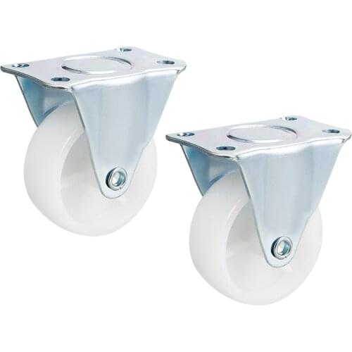 Uxcell Fixed Casters 2 Inch Nylon Top Plate Mounted Caster Wheels White 66lb Capacity 2 Pcs