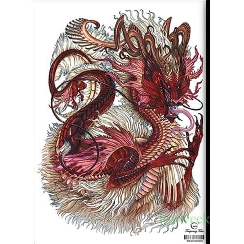Waterproof Temporary Tattoo Sticker China myth red dragon large whole back tatto stickers flash tatoo fake tattoos for men women