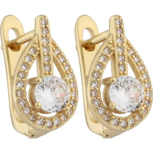 Earrings 2021 Trend New Fashion Jewelry Gold Color White Natural Zircon Drop Earrings Hollow Unusual Design Earrings