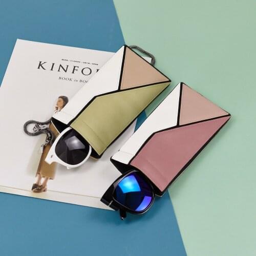 1pcs Color Matching And Dustproof Glasses Bag Pu Leather Multifunctional Sunglasses Leather Case Bag Fashion Jewelry Storage Bag