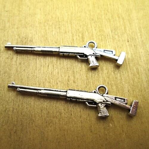 15pcs 45x11mm Sniper Rifle Charms 2 sided Rifle gun Charms pendant DIY necklace/ bracelets charms antique silver tone
