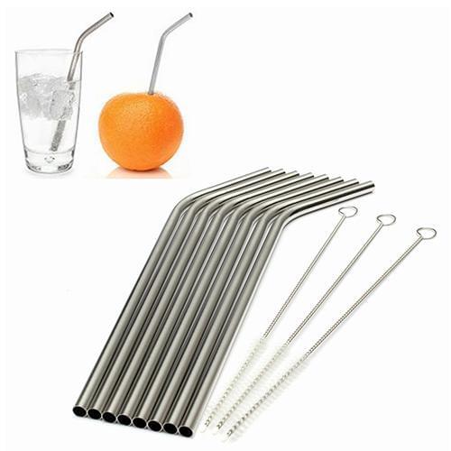 2019 Stainless Steel Metal Drinking Straw Reusable Straw With Cleaner Brush Kit Straw Brush Party Accessory