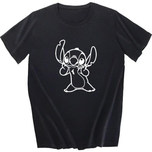 2020 Summer Womens T-shirt Cute Cartoon Stitch T Shirt Harajuku Kawaii Print T-shirt Cute Casual Tops Mens Short Sleeve T Shirt