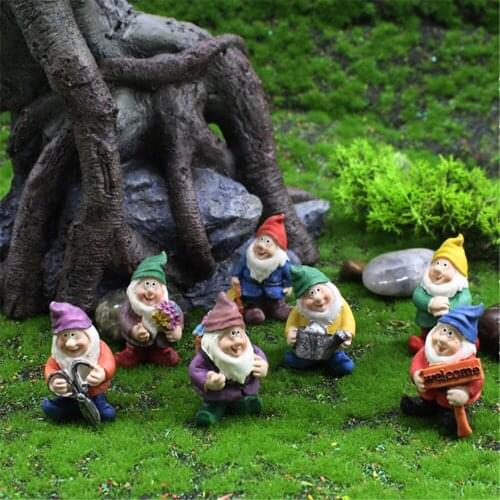 7 Pcs Seven Dwarfs Resin Decorative Crafts Ornaments Home Garden Yard Decor Desktop Flower Pot Decoration Art Gift
