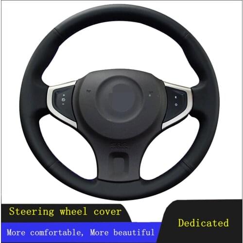 DIY Car Steering Wheel Cover Black Hand-stitched Genuine Leather For Renault Koleos Renault Samsung QM5 2007 2008 2009-2015