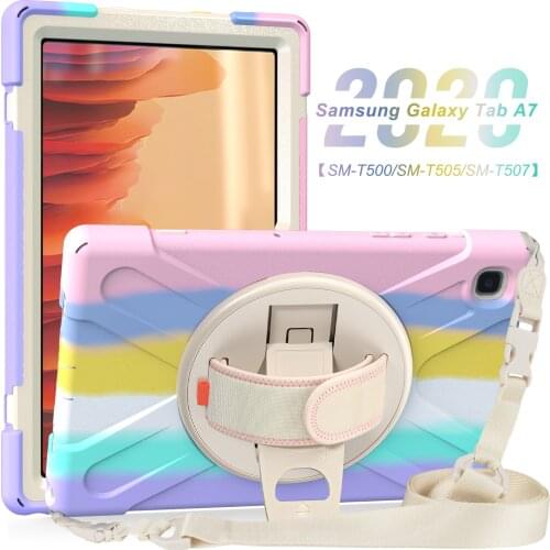 Case For Samsung Galaxy Tab A7 10.4 T500 T505 T507 T505N Tablet Cover 360 Rotation Hand Kickstand Silicone Case +Gift