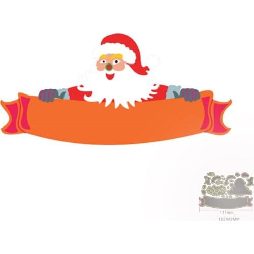 Santa Claus Holding A Banner Metal Cutting Dies For DIY Decorative Embossing Handcraft Paper Cards Making Die Template 2021 New