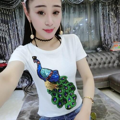 Europe station 2020 summer large size female decoration slimming star pattern shirt cotton short-sleeved t-shirt women