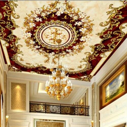 European 3d Carpet Texture Wallpaper for Ceilings Hall papel de parede 3d Ceiling wall paper Mural for living room Stickers