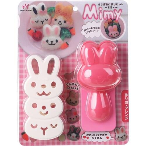 Cute Rice Ball Molds Punch Sushi Rice Ball Mold Onigiri Mould DIY Sushi Maker Bazooka Bento Accessories Rabbit Form Sushi Set