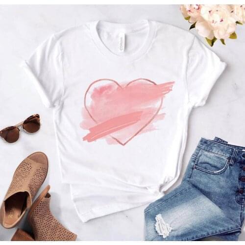 Tshirt women 2021 Summer Love Graphic Print White female T-shirt Casual Basis O-neck Short Sleeve streetwear tee shirt femme