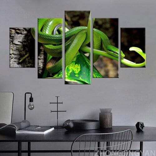 Hot Sale Poster HD Prints Modern 5 Pieces Animals Modular Pictures Snake Canvas Painting Wall Art Bedside Background Home Decor