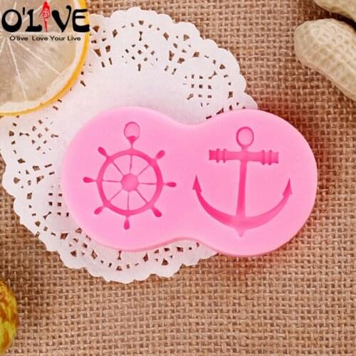 Fondant Cake Decoration Tools Silicone Mold Rudder Anchor Cake Shape Confectionery Tools Baking Stencils Cup Dish For Kitchen