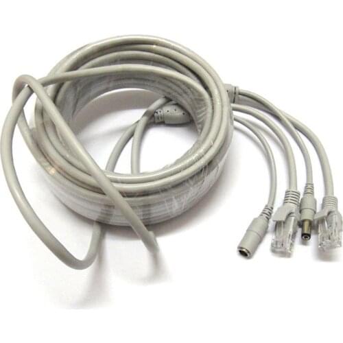 15M 50ft Ethernet Cable RJ45 + 12V DC Power CAT5/5e Extension CCTV Network Cable Lan Cable For IP Camera NVR System