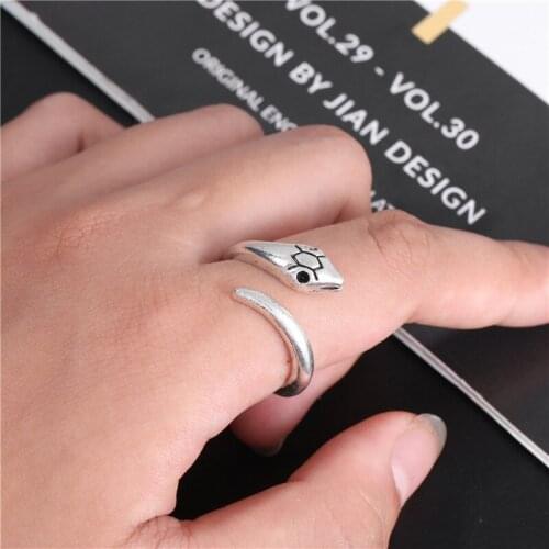 1pc Mens Retro Ring Womens Punk Gothic Snake Ring Exaggerated Personality Gothic Adjustable Banquet Gift Jewelry Wholesale
