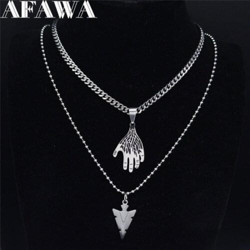2021 Stainless Steel Layered Necklaces for Men/Women Black Enamel Gothic Necklaces & Pendants Jewelry collier homme N1978S02