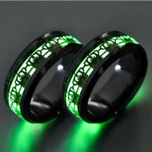 Fashion Creative Luminous Crown Ring Luminous Dark Gold Color Jewelry Stainless Steel Ring Men And Women Tourist Souvenir Gift