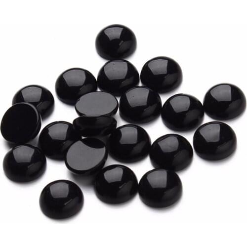 Fashion 20pcs/lot 12 10mm Round Flatback Black Onyx Cabochons Beads Natural Stone Cabochon Base Beads for DIY Jewelry Making