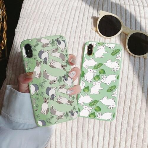 Cartoon Cute Rabbit Animal Phone Case for iphone 6s 7 8 plus SE 2020 11 12 Pro MaxX XS MAX XR Back Soft Silicone Cover Fundas