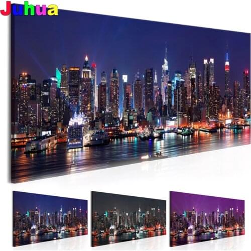 New York Building Night Scene 5D Diy Diamond Painting full round square landscape diamond Embroidery Mosaic Set home decor