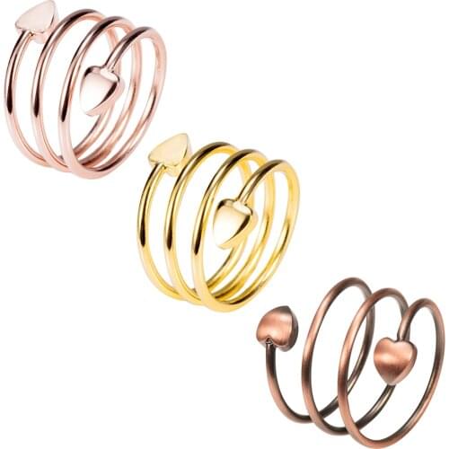 Wollet 3PCS Ladies Womens 99.9% Pure Copper Magnetic Rings Set 2PCS Magnet Magnetic Therapy for Arthritis