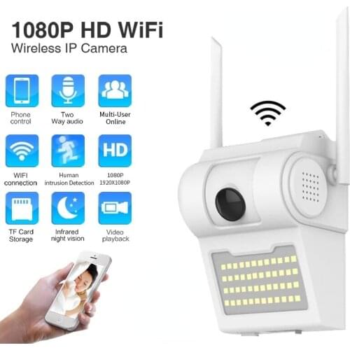 1080P HD Outdoor WiFi IP Camera Wireless LED Light Infrared Audio Video IP66 Waterproof Garden CCTV Courtyard Monitoring