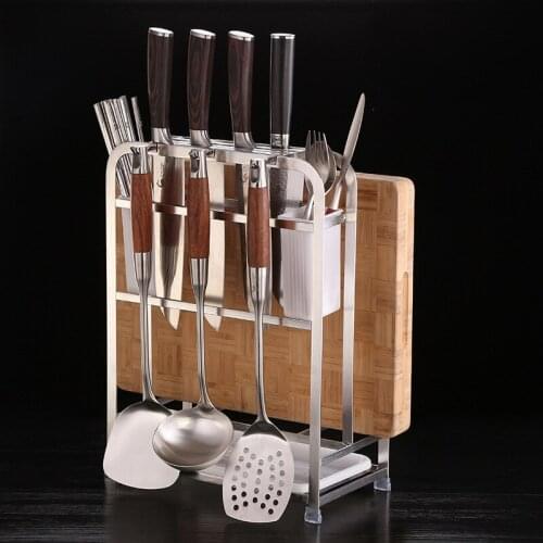 Stainless Steel Wall Mounted Stand Kitchen Storage Rack Knife Holder Cutlery Box Spoon Forks Organizer and Chopping Board Holder