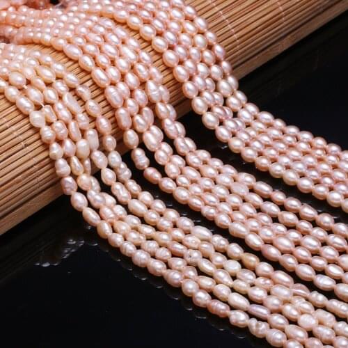 New rice-shaped pink freshwater A/ AA/AAA pearl bead Simple And fashion DIY party jewelry gift size 4-5mm