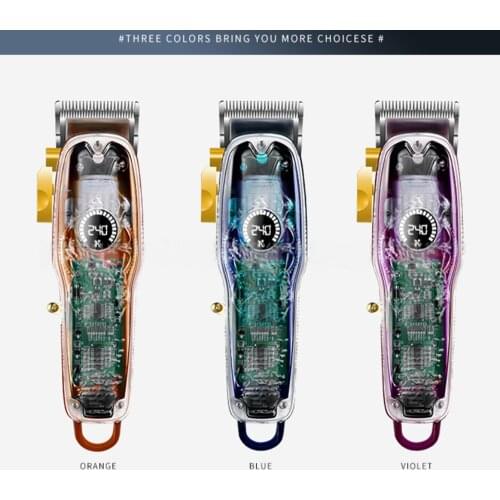 Kemei 2709+PG Professional Hair Clippers Trimmer Kit Hair Cutting Machine LED Display Barber Grooming Kit Color Transparent