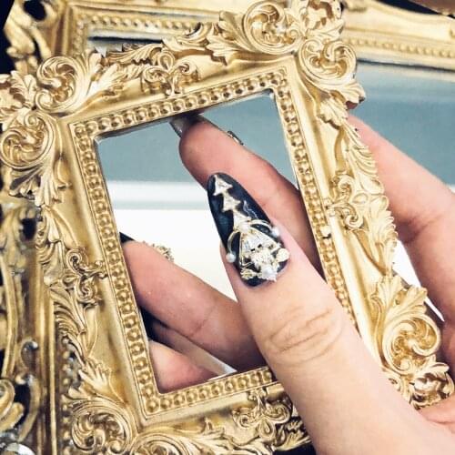 Retro Photo Prop For Nail Art Lace Gold Cut Out Frame Tips Practice Display Board Manicure Tool Photography Background Shooting