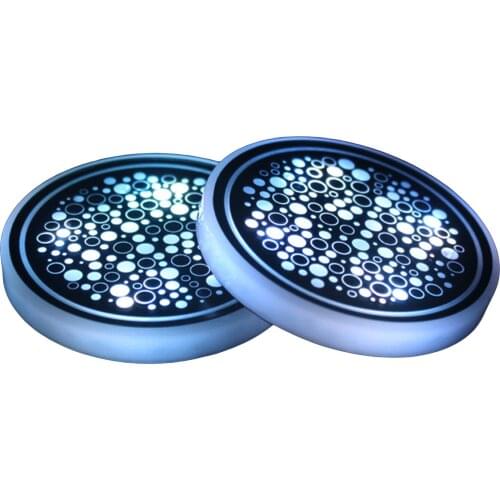 LED Cup Holder Lights 2pcs LED Car Coasters With 7 Colors Luminescent Light Cup Pad USB Charging Cup Mat Drink Coaster
