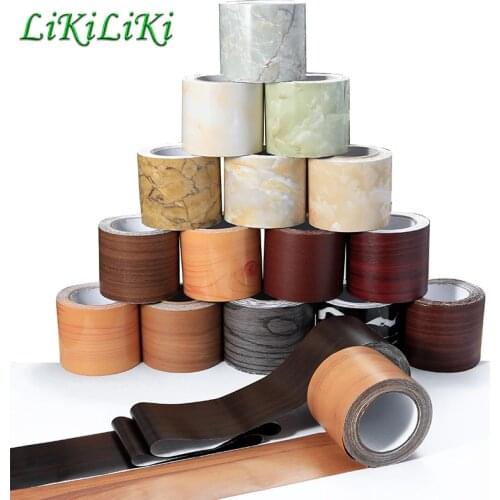 Wood Grain Self Adhesive Floor Sticker Living Room Baseboard Wall Sticker Border Skirting Wallpaper Contact Paper Waistline Film