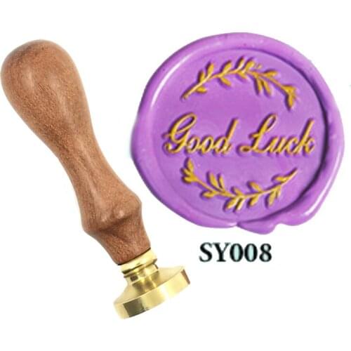 Good Luck greeting blessing Wax Stamp wood handle spoon,DIY Ancient Seal Retro Personalized Stamp Wax Seal High Quality
