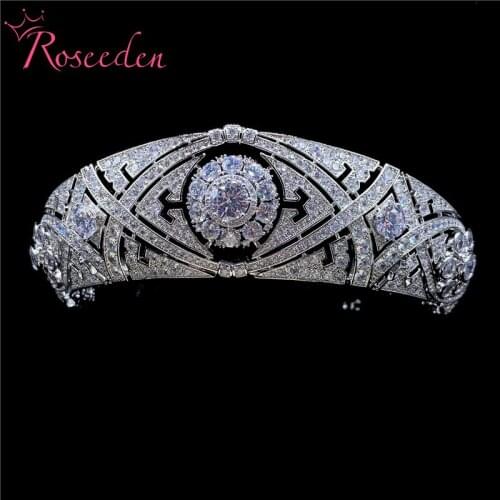 Gorgeous CZ clear cubic zircon hair jewelry Meghan Princess Wedding Tiara Crown For Women Bride Accessories Jewelry RE3645