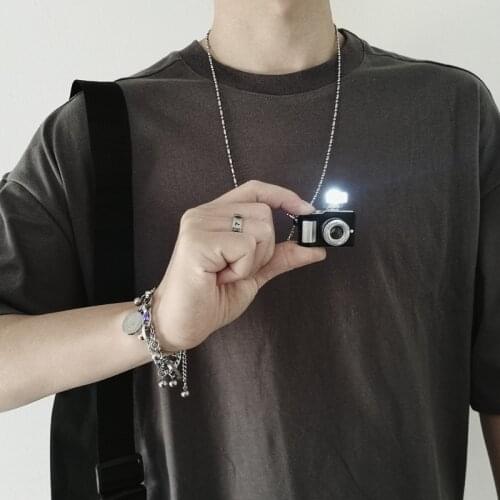 Vintage Camera Pendant Necklace Long Chain Punk Jewelry For Women Man Light Glowing Camera Chains Necklaces Friendship Gifts
