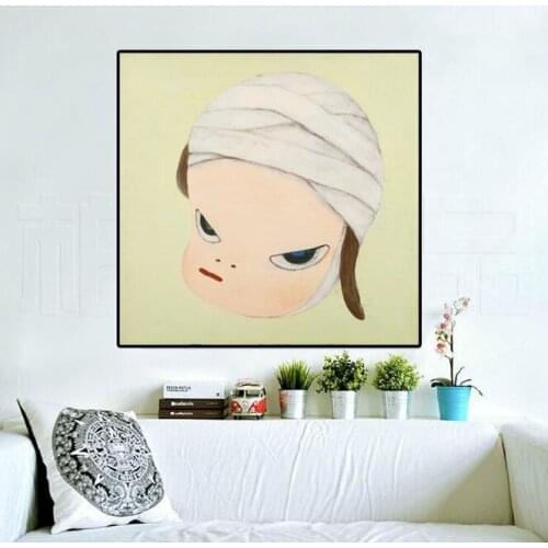 Japanese Painter Nara Yoshitomo Cartoon Oil Painting Hand Made On Canvas Graffiti Art Oil Painting For Kids Wall Decoration