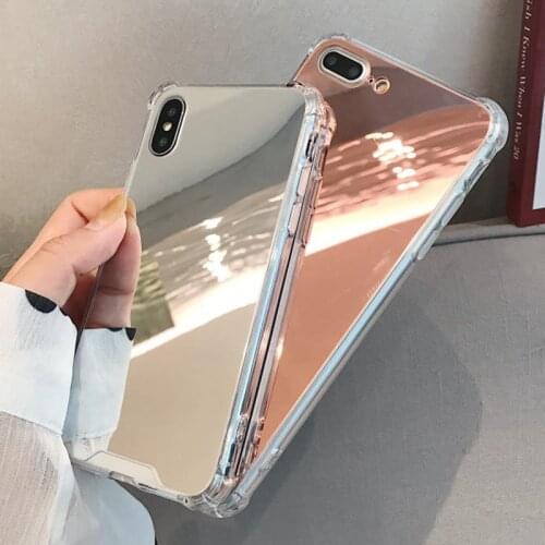 Airbag Full View Mirror Case for iphone 12 mini 11 Pro MAX 6 6s 8 7 Plus 10 X XS XR SE 2020 Dropproof Soft Acrylic Cover