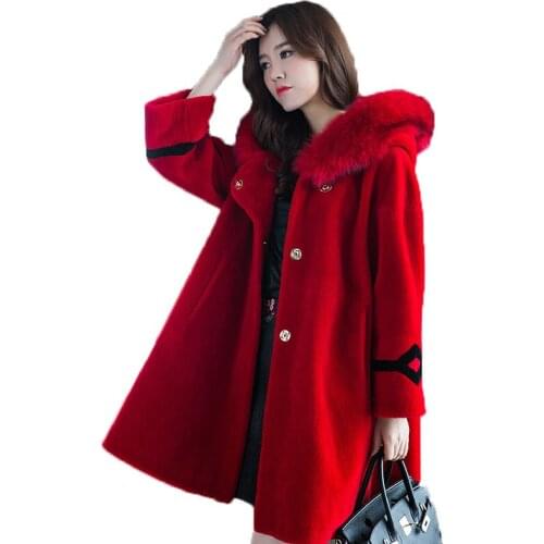 Coat Fur Real Fox Fur Hooded Autumn Winter Coat Women Clothes 2021 Korean Wool Jacket Slim Coats Manteau Femme Hiver ZT1005