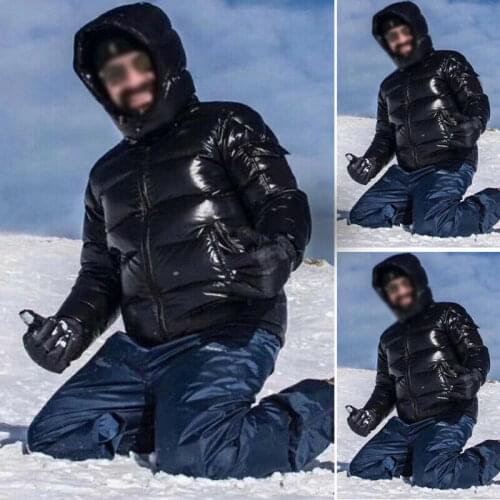 Winter Mens Shiny Duck Down Zip Up Hooded Ski Jacket Parka Puffer Coats Outwear