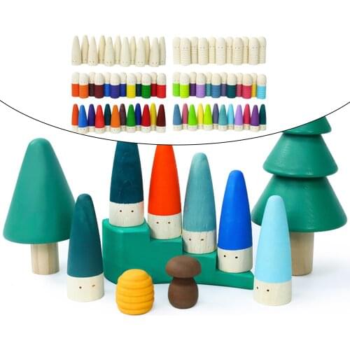 12Pcs Wood Doll Figures Building Stacking Stacker Game Baby Educational Toy