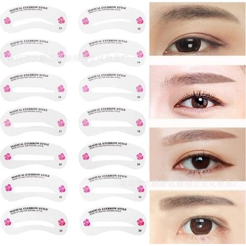 24 Pcs Reusable Eyebrow Stencil Set Eye Brow DIY Drawing Guide Styling Shaping Grooming Template Card Easy Makeup Beauty